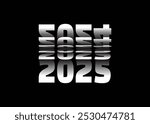 Passing into New Year 2025 Flip text effect isolated on black background, Vector text Illustration.	