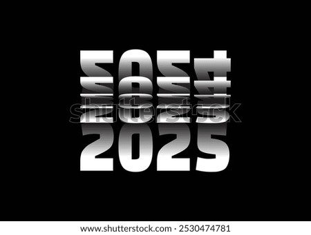 Passing into New Year 2025 Flip text effect isolated on black background, Vector text Illustration.	