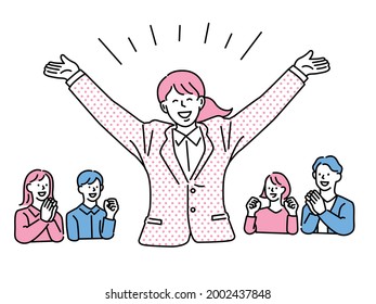Passing, job hunting, achievements, promotion, congratulations, congratulations, happy, guts pose, step-up