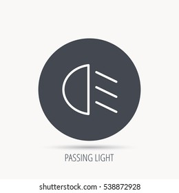 Passing light icon. Dipped beam sign. Round web button with flat icon. Vector