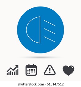Passing light icon. Dipped beam sign. Calendar, attention sign and growth chart. Button with web icon. Vector