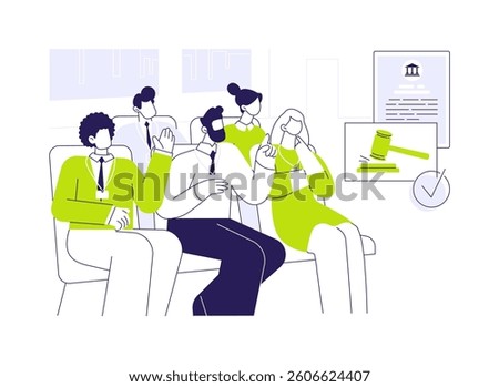 Passing new law abstract concept vector illustration. Group of politicians passing new law, citizen services, local government representatives, city council, legislative power abstract metaphor.