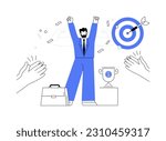 Passion abstract concept vector illustration. Man satisfying with success in business, passion for job, business etiquette, corporate culture, company rules, celebrate victory abstract metaphor.