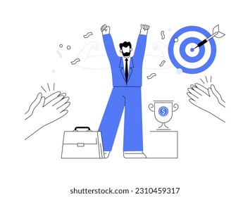 Passion abstract concept vector illustration. Man satisfying with success in business, passion for job, business etiquette, corporate culture, company rules, celebrate victory abstract metaphor.