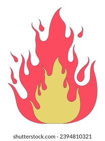 Passion blazing 2D linear cartoon object. Flame igniting isolated line vector element white background. Wildfire forest fire. Burst flaming. Burning firewood color flat spot illustration