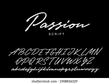 Passion calligraphy script. Vector alphabet.