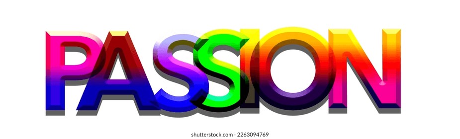 PASSION with colorful overlapping Letters Text Effect for Graphic Designer