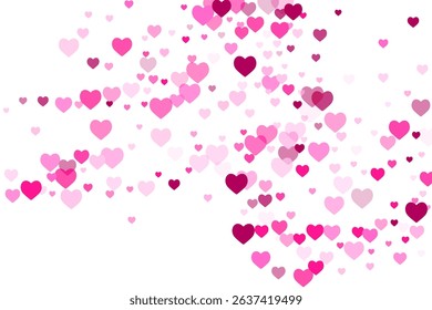 Passion concept scattered hearts romantic vector design. Wedding romantic pattern. Playful pink hearts romance design. Jubilant ornament.