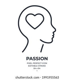 Passion editable stroke outline icon isolated on white background flat vector illustration. Pixel perfect. 64 x 64.