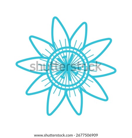Passion flower icon, Isolated on white background. Blue icon