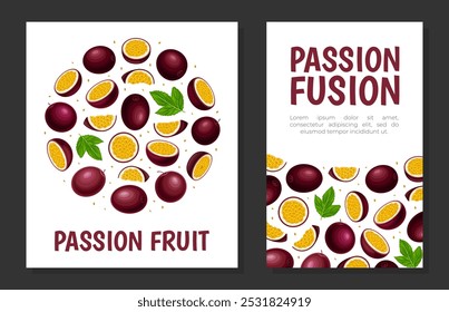 Passion Fruit Banner Design with Exotic Berry Vector Template