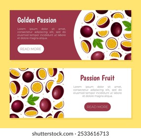 Passion Fruit Banner Design with Exotic Berry Vector Template