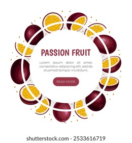 Passion Fruit Banner Design with Exotic Berry Vector Template