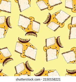 passion fruit cheesecake seamless pattern background