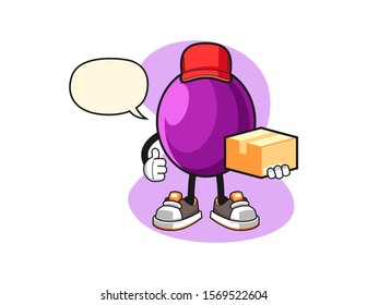 Passion fruit courier with speech bubble cartoon. Mascot Character vector.