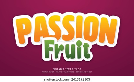 passion fruit editable 3d text effect template bold typography and abstract style drinks logo and brand