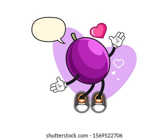 Passion fruit fall in love with speech bubble cartoon. Mascot Character vector.