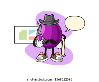 Passion fruit fashion designer with speech bubble cartoon. Mascot Character vector.