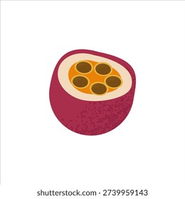 Passion fruit flat textured vector illustration