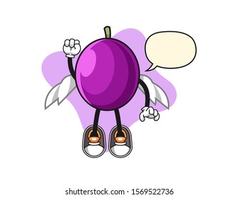 Passion fruit fly with speech bubble cartoon. Mascot Character vector.