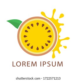 Passion Fruit frisch modernes Logo, Vektorgrafik. Veganischer Food-Vektor.