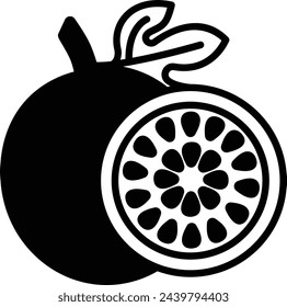 Glifo de fruta de la pasión e ilustración vectorial de línea