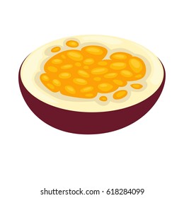 Fruto de la pasión aislado en la ilustración vectorial blanca en diseño plano.