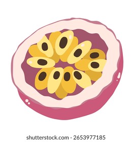 Passion fruit hand drawn clean colorful illustration perfect for summer fruit designs, market, dessert gifts, greeting cards, print, textile