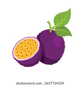 Passion fruit icon in flat style. Passionfruit vector illustration on isolated background. Nature snack sign business concept.