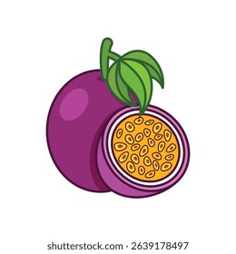 Passion fruit icon in flat style. Passionfruit vector illustration on isolated background. Nature snack sign business concept.