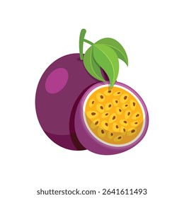 Passion fruit icon in flat style. Passionfruit vector illustration on isolated background. Nature snack sign business concept.