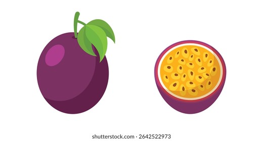 Ícone de maracujá em estilo plano. Ilustração do vetor de maracujá em fundo isolado. Natureza lanche assinar conceito de negócios.