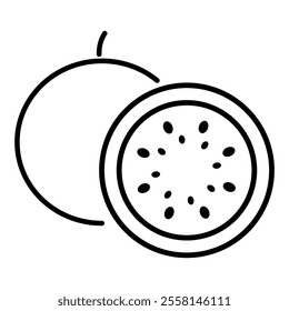 Passion Fruit icon outline Fruit isolate illustration vector