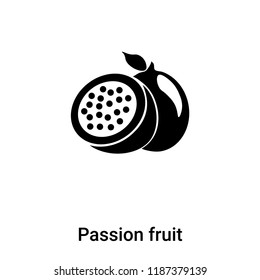 Passion fruit icon vector isolated on white background, logo concept of Passion fruit sign on transparent background, filled black symbol