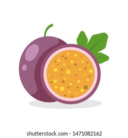 Passion fruit isolated on white background. Vector illustration. Eps 10.