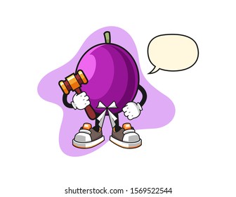 Passion fruit judge with speech bubble cartoon. Mascot Character vector.