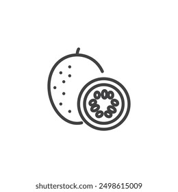 Passion fruit line icon. linear style sign for mobile concept and web design. Maracuya fruit outline vector icon. Symbol, logo illustration. Vector graphics