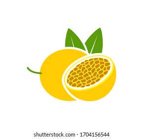 Passion fruit logo. Isolated passion fruit on white background