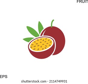 Passion Frucht Logo. Einzige Passionsfrucht auf weißem Hintergrund