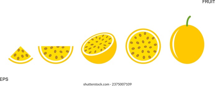 Logo de la fruta de la pasión. Fruto de la pasión aislado sobre fondo blanco