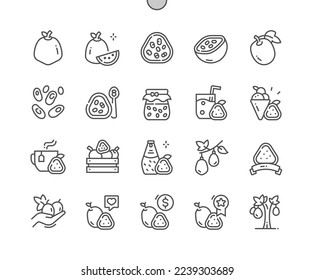 Passion fruit. Maracuya. Exotic tropical fruit. Food shop, supermarket. Menu for cafe. Pixel Perfect Vector Thin Line Icons. Simple Minimal Pictogram