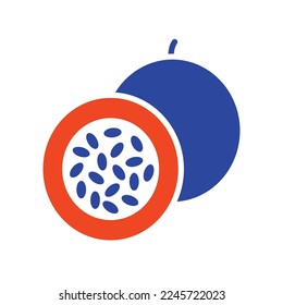 Passion fruit or maracuya vector glyph icon. Graph symbol for food and drinks web site, apps design, mobile apps and print media, logo, UI