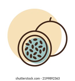 Icono aislado del vector maracuya o fruto de la pasión. Símbolo gráfico del sitio web de comida y bebida, diseño de aplicaciones, aplicaciones móviles y medios impresos, logotipo, interfaz de usuario