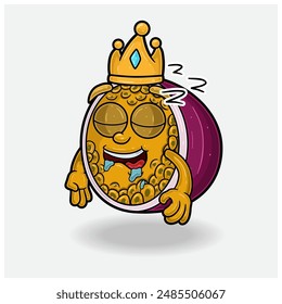 Passion Fruit Mascot Character Cartoon With Sleep expression. For brand, label, packaging and product. Vector Illustration