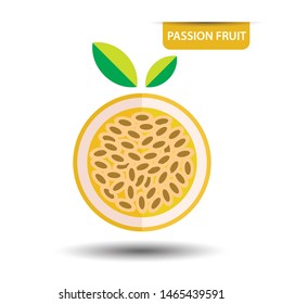 Passion fruit on white background. Flat design style. vector illustration.