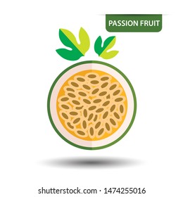Passion fruit on white background. Flat design style. vector illustration.