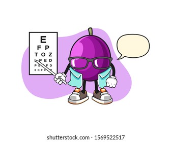 Passion fruit optician with speech bubble cartoon. Mascot Character vector.