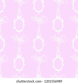 passion fruit, pitahaya tropical fruit seamless pattern