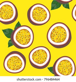 Passion Fruit Seamless Pattern And Vector.