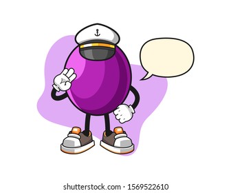 Passion fruit ship master with speech bubble cartoon. Mascot Character vector.
